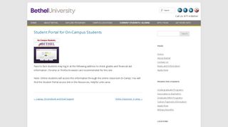 
                            10. Student Portal for On-Campus Students | Bethel University - Oncampus Student Portal