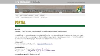 
Student Portal - Frisco ISD Schools
