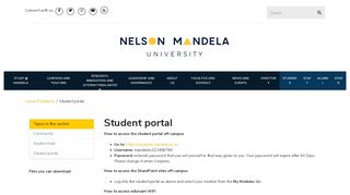 
Student portal - Nelson Mandela University
