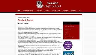
                            2. Student Portal – Students – Seaside High School - Seaside High School Parent Portal