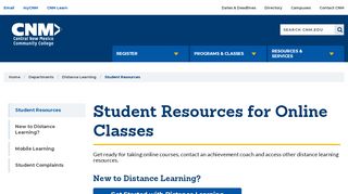
Student Resources for Online Classes | CNM  

