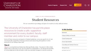 
                            4. Student Resources - University of Charleston - Ucwv Student Portal