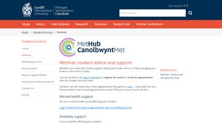 
                            6. Student Services MetHub - Cardiff Metropolitan University - Cardiff Metropolitan University Student Portal