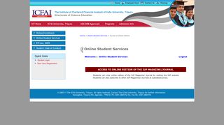 
                            2. Student Services - The ICFAI University Tripura - Icfai University Student Portal Page