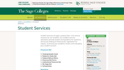 Student Services  The Sage Colleges