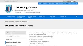 
                            6. Students and Parents Portal - Toronto High School - Sentral Student And Parent Portal Portal