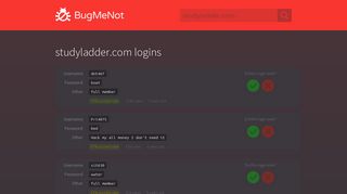 studyladder.com passwords - BugMeNot - Studyladder Com Sign In