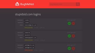
                            8. stupidsid.com passwords - BugMeNot - Stupidsid Portal