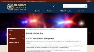 
                            8. Submit a Crime Tip | Blount County, TN - Tipsoft Portal