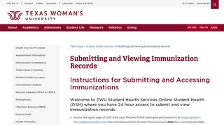 
                            5. Submitting and Viewing Immunization Records - Texas Woman's ... - Twu Patient Portal