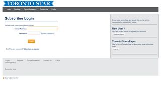 
                            1. Subscriber Services - Subscriber Login - Toronto Star Circulation Portal