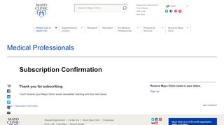 
                            6. Subscription Confirmation - Mayo Clinic - Mayo Clinic Newsletter Portal
