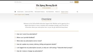 
                            5. Subscription FAQs - SMH Subscribers - Sydney Morning Herald Subscription Portal