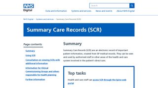 Summary Care Records (SCR) - NHS Digital - National Health Service Spine Portal Login