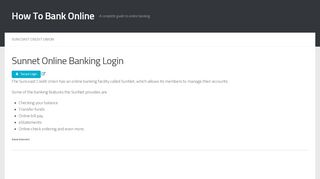 Sunnet Online Banking Login | How To Bank Online - Sun Net Portal