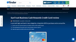 
SunTrust Business Cash Rewards Credit Card ... - Finder.com  
