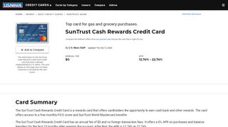 
SunTrust Cash Rewards MasterCard | US News - Credit Cards  
