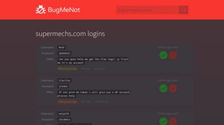 
                            5. supermechs.com passwords - BugMeNot - Www Supermechs Com Login
