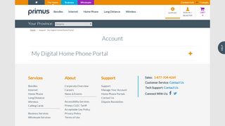 
                            4. Support - My Digital Home Phone Portal - Primus - Ontario - Primus Phone Portal