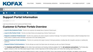 
                            3. Support Portal Information - Kofax - Kofax Partner Portal