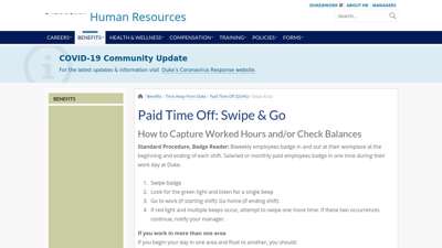 Swipe & Go  Human Resources - Duke University