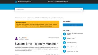 
                            3. System Error - Identity Manager - AT&T Community - Directv Portal Identity Manager
