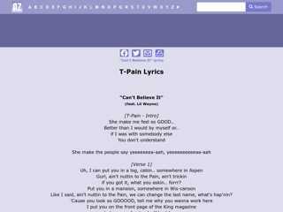 T-Pain - Can't Believe It Lyrics  AZLyrics.com