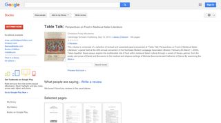 
Table Talk: Perspectives on Food in Medieval Italian Literature  

