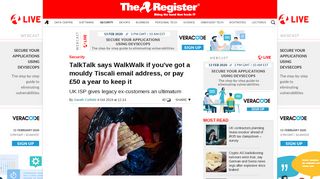 
                            7. TalkTalk says WalkWalk if you've got a mouldy Tiscali email ... - Talktalk Co Uk Portal