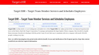 Target EHR - Target Team Member Services and Schedules ... - Target Sso Login