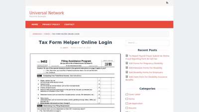 Tax Form Helper Online Login  Universal Network