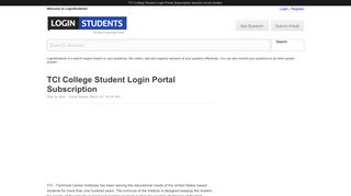 
TCI College Student Login Portal Subscription
