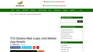 TCS Zimbra Mail Login And Mobile App Details - FreshersNow.Com
