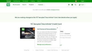 
                            4. TD Aeroplan Visa Infinite Credit Card | TD Canada Trust - Td Visa Infinite Rewards Portal