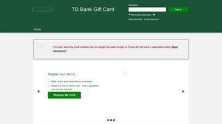 
TD Bank Gift Card - Home Page - visaprepaidprocessing.com
