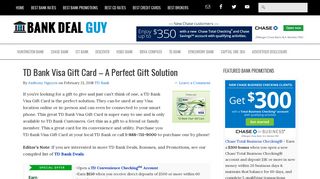 
TD Bank Visa Gift Card - A Perfect Gift Solution - Bank Deal Guy

