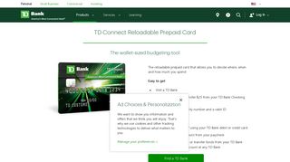 
TD Connect Reloadable Prepaid Visa® Card - TD Bank
