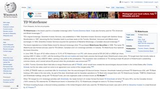 TD Waterhouse - Wikipedia - Td Waterhouse Eservices Portal