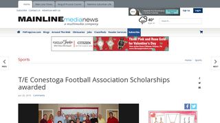 T/E Conestoga Football Association Scholarships awarded ... - Econestoga Login