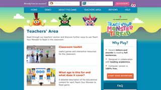 
Teachers' Area - Teach Your Monster to Read  

