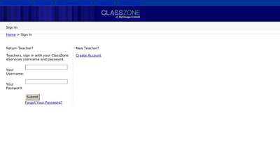 Teachers, sign in with your ClassZone eServices username ...