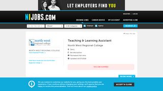 Teaching & Learning Assistant North West Regional College ... - Learning Assistant Login Nwrc