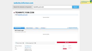 
                            10. teamkfc.yum.com at WI. KFC Portal Login - Website Informer - Teamkfc Portal Portal