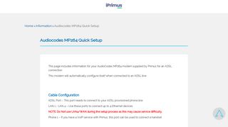 
                            8. Technical Support - Audiocodes MP264 Modem Setup - iPrimus - Commander Router Portal