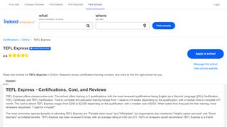 
                            5. TEFL Express ‐ Certifications, Cost, and Reviews | Indeed.com - Tefl Express Portal