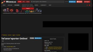 
                            3. Tel'anor'eporter Online! - Quest - World of Warcraft - Wowhead - Wow Telenor Portal