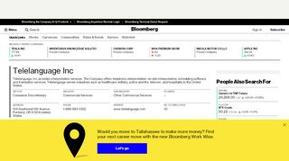 
                            9. Telelanguage Inc - Company Profile and News - Bloomberg ... - Www Telelangue Com Portal
