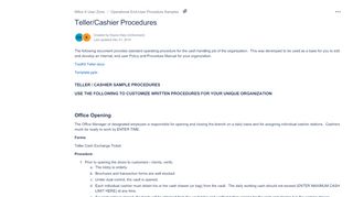 
                            6. Teller/Cashier Procedures - Mifos X User Zone - Project Wiki - Bulkteller Portal