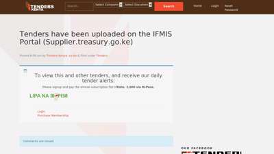
                            2. Tenders have been uploaded on the IFMIS Portal (Supplier ...
