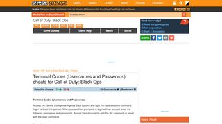 
                            7. Terminal Codes (Usernames and Passwords) cheats for Call ... - T6m Login